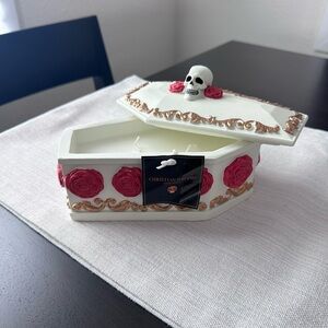 Christian Siriano Coffin Candle with Skull and Roses